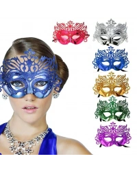 Metalize Hologramlı Balo Venedik Parti Maskesi 6 Renk 6 Adet
