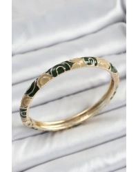 Mineli Pirinç Siyah ve Kahverengi Motifli Kadın Kelepçe