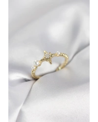 Minimal Kutup Yıldızı Model Zirkon Taşlı Gold Renk Kadın Yüzük