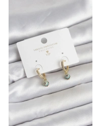 Minimal Nazarlı Model Gold Renk Zirkon Taşlı Kadın Küpe