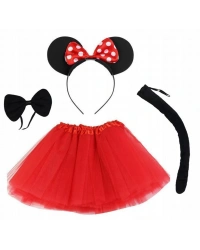 Minnie Mouse Kostüm Seti Etek Taç Kuyruk Papyon Gösteri Seti