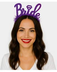 Mor Renk Bekarlığa Veda İtalik Yazı Alyanslı Bride Taç