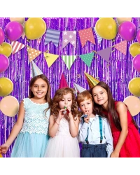 Mor Renk Ekstra Metalize Parlak Saçaklı Arka Fon Perde İthal A Kalite 1x2 Metre NessiWorld