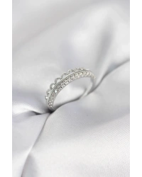 Motif Desenli Gümüş Renk Zirkon Taşlı Kadın Yüzük