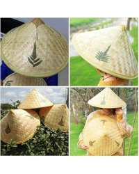 Naturel Renk Cambodia Kamboçyalı Vietnam Şapkası PVC Hasır