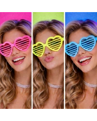 Neon Fosforlu Kalp Panjur Gözlük 12 Adet – 80’ler 90’lar Parti Stili