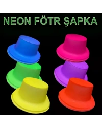 Neon Partisi Pembe Renk Plastik Fötr Şapka