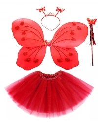 NessiWorld Kırmızı Kelebek Kostüm Aksesuar Seti 4 Parça