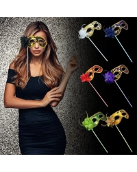 NessiWorld Lüks Taşlı Saplı Maskeli Balo Maskesi Mor Renk 35 cm