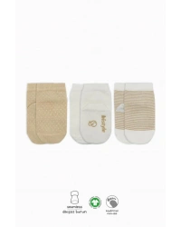 NessiWorld Puanlı Kaymaz Penye Soket Çorap 3Lü BS10108 Bej