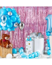 NessiWorld Rose Gold Renk Ekstra Metalize Parlak Saçaklı Arka Fon Perde İthal A Kalite 1x2 Metre