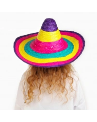 NessiWorld Sombrero Meksikaa Şapkası Renkli Örme Hasır Çocuk Boy