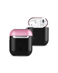 Newface Airpods 2 (2.nesil) 3in1 Kılıf - Siyah-Pembe