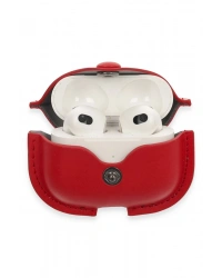 Newface Airpods 3 (3.nesil) Çanta Deri Kılıf - Kırmızı