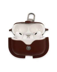 Newface Airpods Pro 2 (2.nesil) Çanta Deri Kılıf - Kahverengi