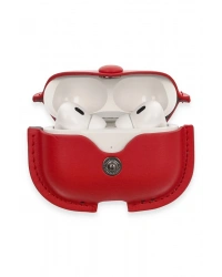 Newface Airpods Pro 2 (2.nesil) Çanta Deri Kılıf - Kırmızı