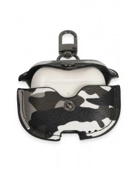 Newface Airpods Pro 2 (2.nesil) Çanta Kamuflaj Deri Kılıf - Gri