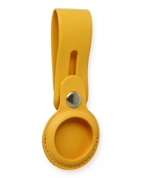 Newface Airtag Askılı Deri Kılıf - Sarı