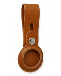 Newface Airtag Askılı Deri Kılıf - Taba