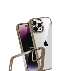 Newface Apple iPhone 15 Pro Max Razer Lensli Silikon - Çöl Titanyum