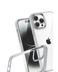 Newface Apple iPhone 15 Pro Max Razer Lensli Silikon - Gümüş