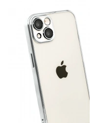 Newface Apple iPhone 15 Razer Lensli Silikon - Gümüş