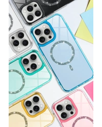 Newface Apple iPhone 16 Pro Live Diamond Magsafe Kapak - Mavi