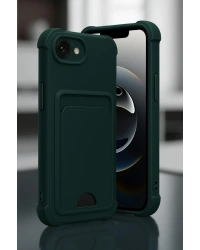 Newface Apple iPhone 16E Kelvin Kartvizitli Silikon - Koyu Yeşil