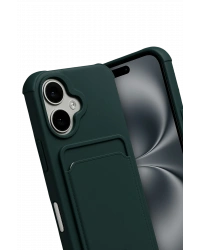 Newface Apple iPhone 17 Kelvin Kartvizitli Silikon - Koyu Yeşil