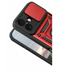 Newface Apple iPhone 17 Pars Lens Yüzüklü Silikon - Kırmızı