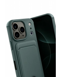 Newface Apple iPhone 17 Pro Kelvin Kartvizitli Silikon - Koyu Yeşil