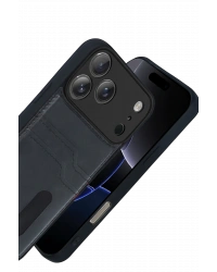 Newface Apple iPhone 17 Pro Max Sara Kartvizitli Deri Kılıf - Siyah