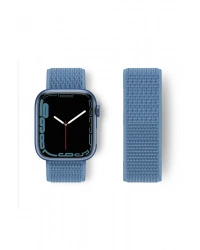 Newface Apple Watch 38mm Hasırlı Cırtcırtlı Kordon - Mavi