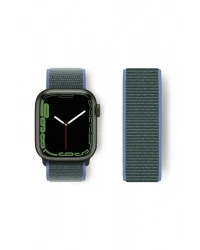 Newface Apple Watch 38mm Hasırlı Cırtcırtlı Kordon - Mavi-Yeşil