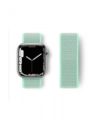 Newface Apple Watch 38mm Hasırlı Cırtcırtlı Kordon - Turkuaz