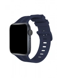 Newface Apple Watch 38mm KR408 Çizgili Silikon Kordon - Lacivert
