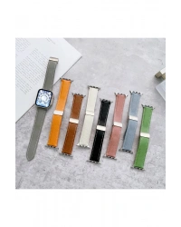 Newface Apple Watch 38mm KR414 Daks Deri Kordon - Pembe