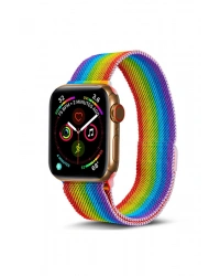 Newface Apple Watch 38mm Metal Mıknatıslı Kordon - Gökkuşağı