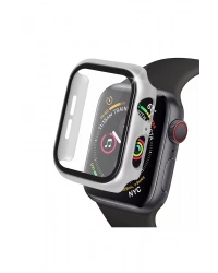 Newface Apple Watch 40mm Camlı Kasa Ekran Koruyucu - Gümüş