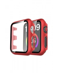 Newface Apple Watch 41mm Camlı Kasa Ekran Koruyucu - Kırmızı