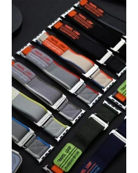 Newface Apple Watch 42mm Alice Kumaş Kordon - Siyah-Gri