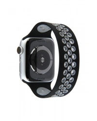 Newface Apple Watch 42mm Ayarlı Delikli Silikon Kordon - Siyah-Gri