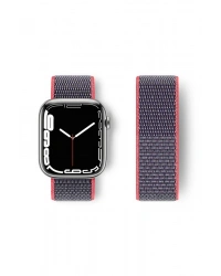 Newface Apple Watch 42mm Hasırlı Cırtcırtlı Kordon - Pembe