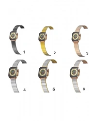 Newface Apple Watch 42mm Made Metal Kordon - Gümüş-Gold