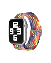 Newface Apple Watch 42mm Star Kordon - Siyah-Kırmızı-Sarı