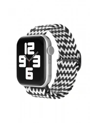 Newface Apple Watch 42mm Star Kordon - Zigzag Siyah-Beyaz