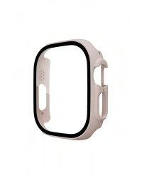 Newface Apple Watch Ultra 49mm Desert Camlı Kasa Ekran Koruyucu - Metalik Gold