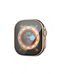 Newface Apple Watch Ultra 49mm Legend Camlı Kasa Ekran Koruyucu - Siyah-Gold