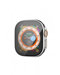 Newface Apple Watch Ultra 49mm Legend Camlı Kasa Ekran Koruyucu - Siyah-Gümüş