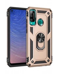 Newface Huawei P40 Lite E Kılıf Sofya Yüzüklü Silikon Kapak - Gold